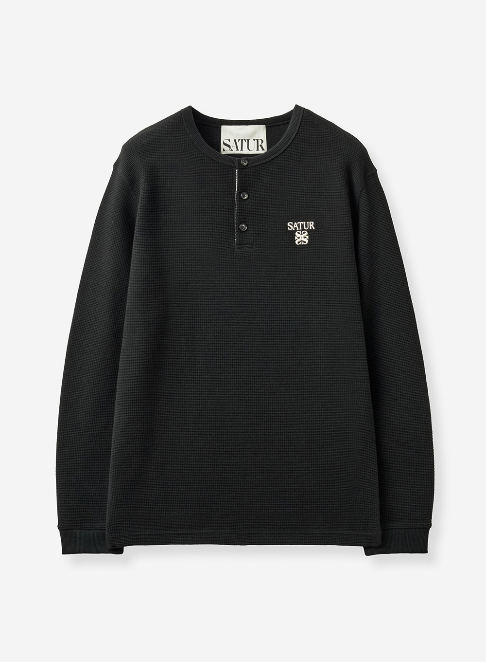 SATUR 華夫格亨利領長袖上衣 (U) Waffle Henley Neck Long Sleeve