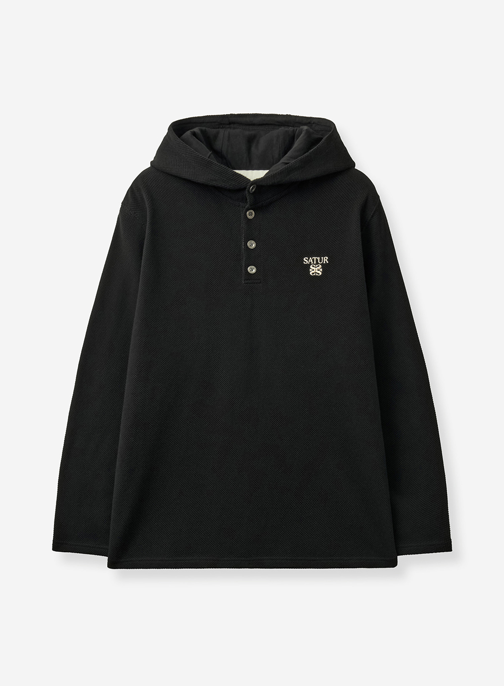 SATUR 華夫格半開襟連帽長袖上衣 (U) Waffle Button Up Hoodie
