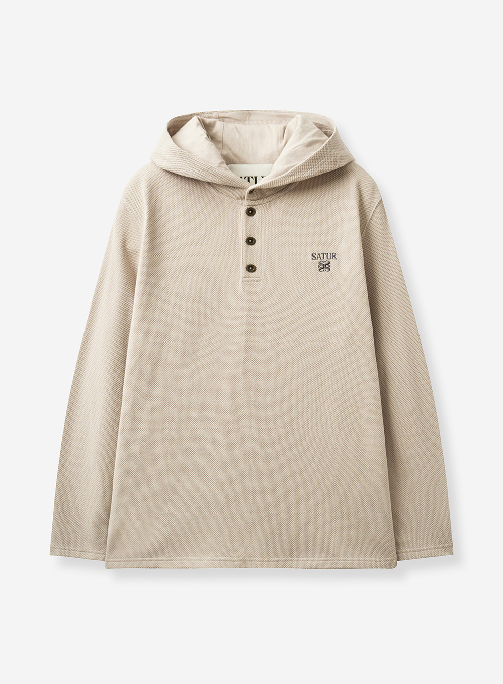 SATUR 華夫格半開襟連帽長袖上衣 (U) Waffle Button Up Hoodie