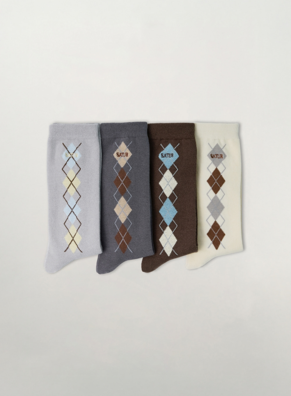 SATUR 菱格紋中筒襪 (W) Argyle Socks