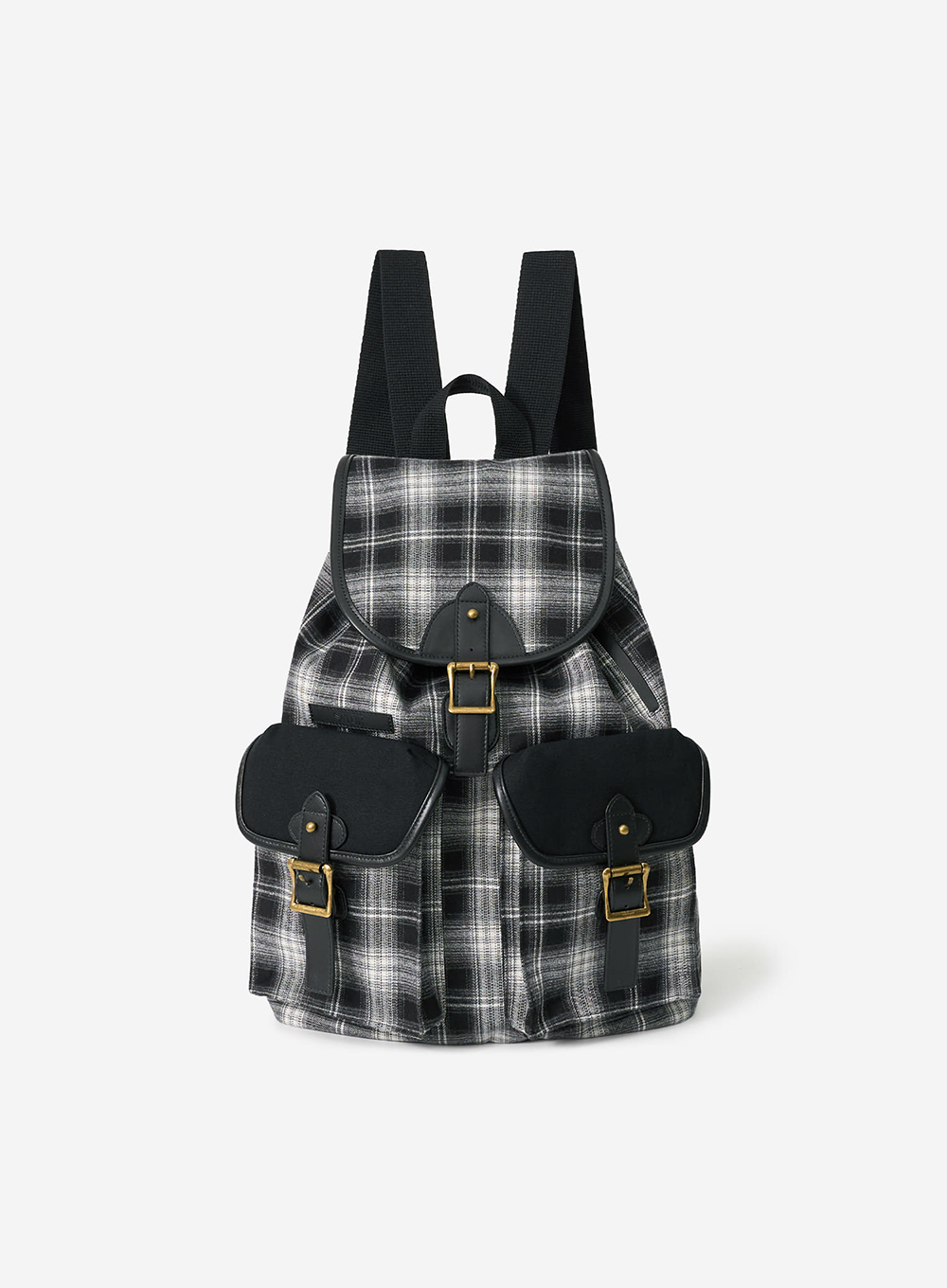 SATUR 前雙袋格紋水桶後背包 (U) Check Pocket Bucket Backpack