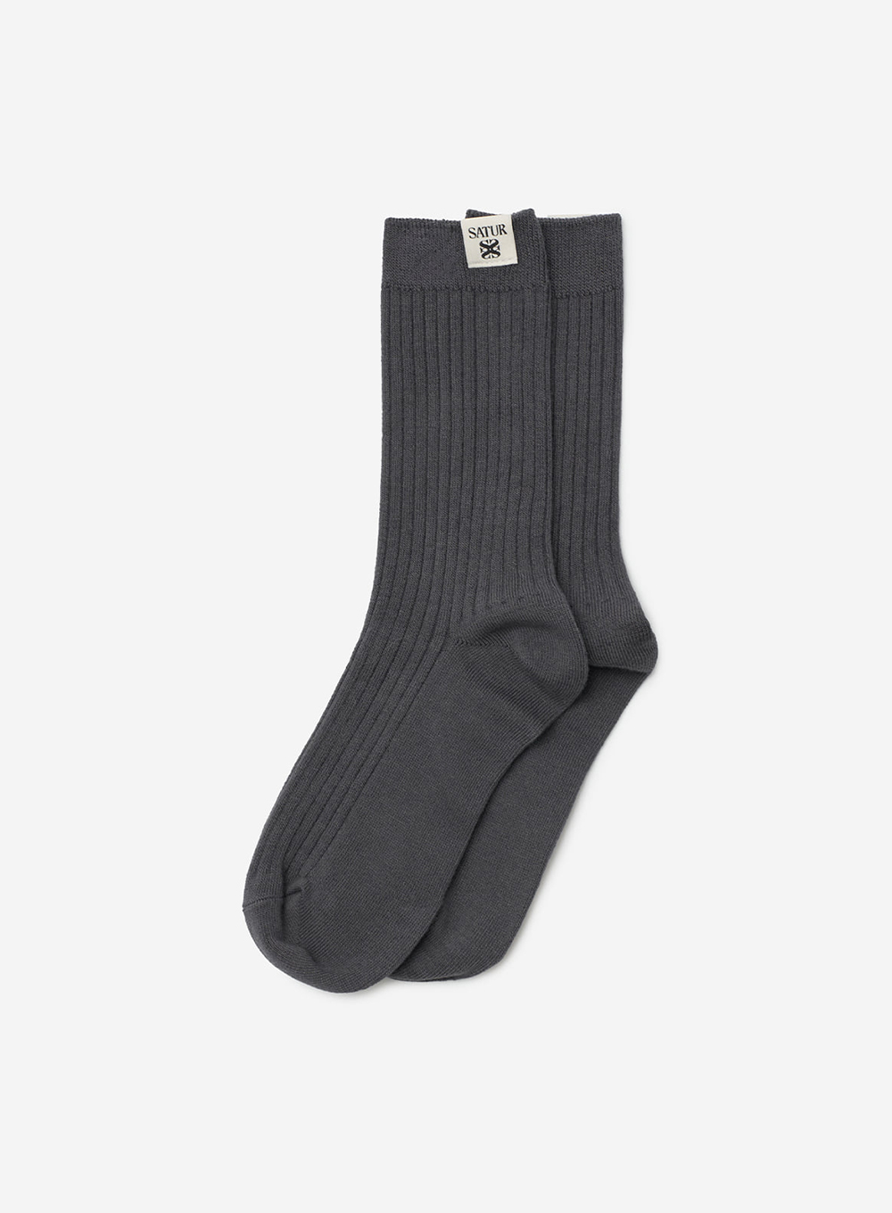 SATUR 經典織標中筒襪 (U) Basic Logo Label Socks