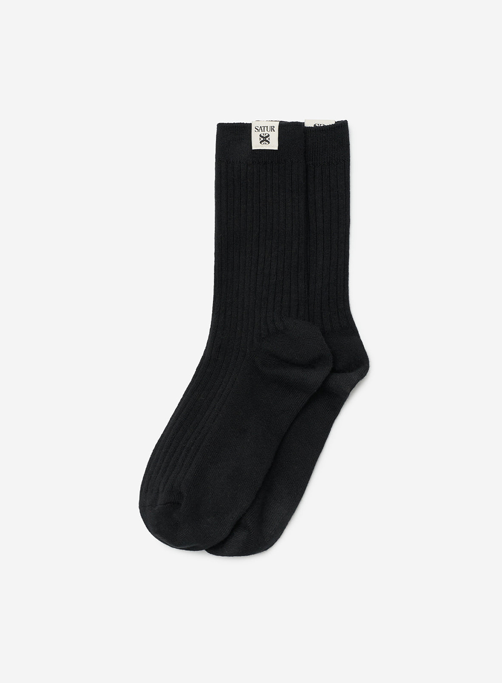 SATUR 經典織標中筒襪 (U) Basic Logo Label Socks