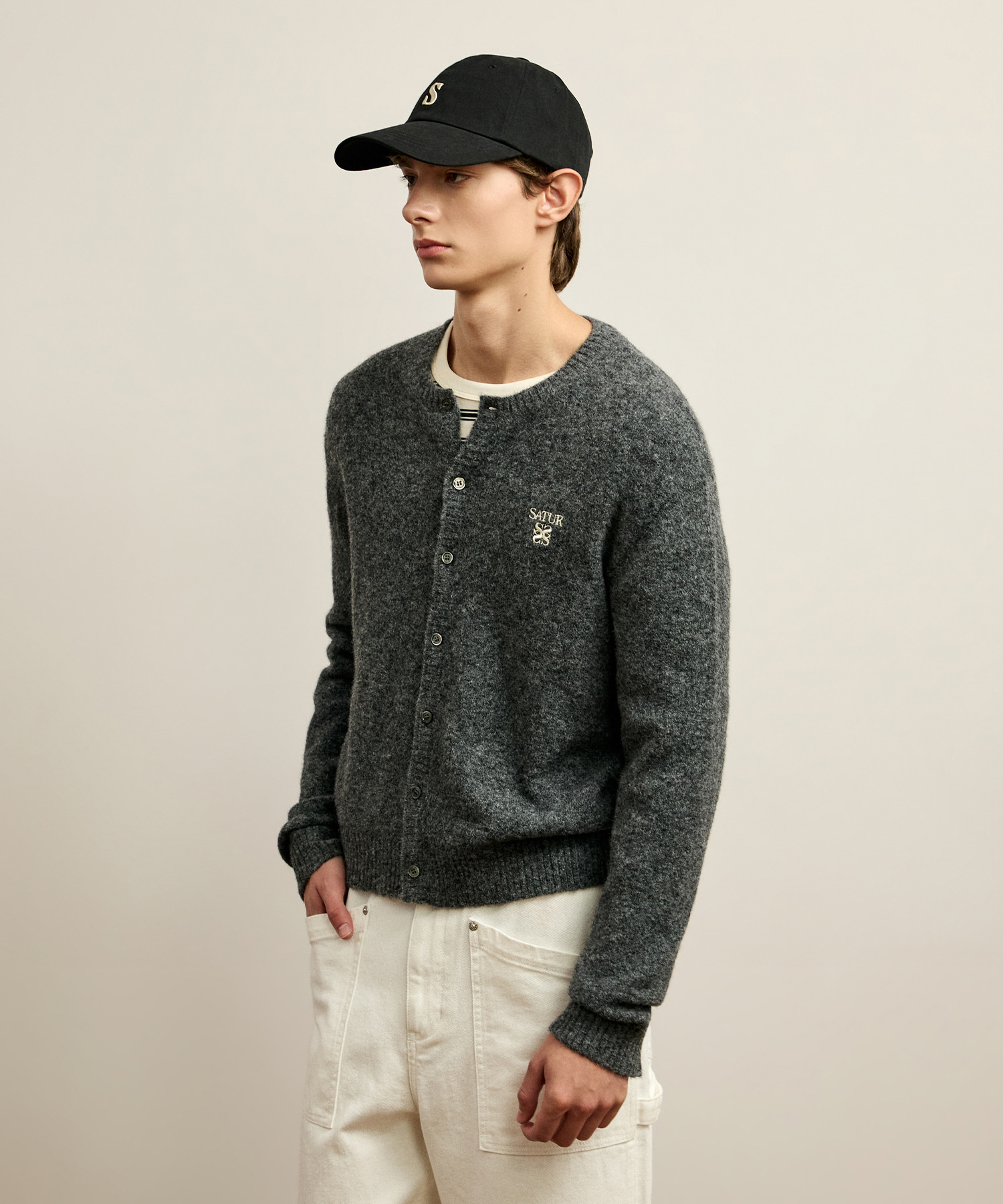 SATUR 羊駝毛開襟針織衫 (M) Loren Alpaca Crew Neck Cardigan