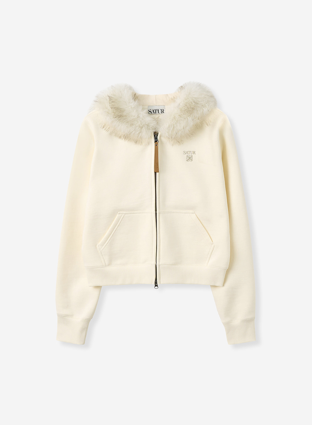 SATUR 毛絨連帽拉鍊外套 (W) Fur Hood Zip-Up